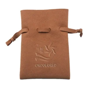 Microfiber Leather Drawstring Bag Jewellery Pouch with Custom Debossed Logo